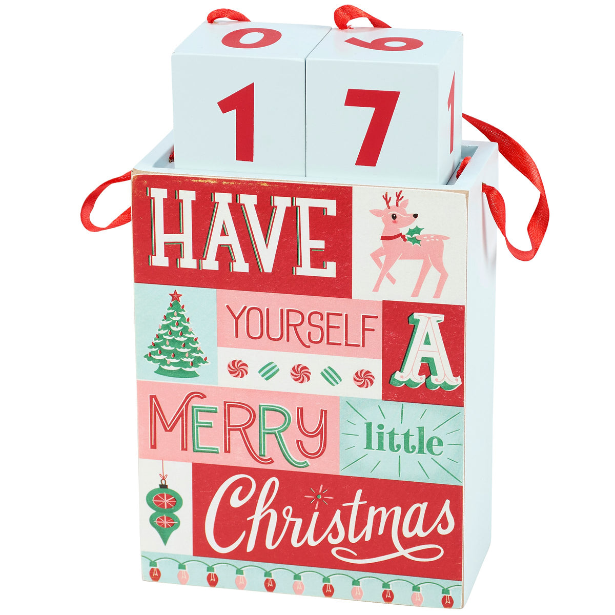 PBK Christmas Decor - Retro Pink Have a Merry Christmas Countdown Block