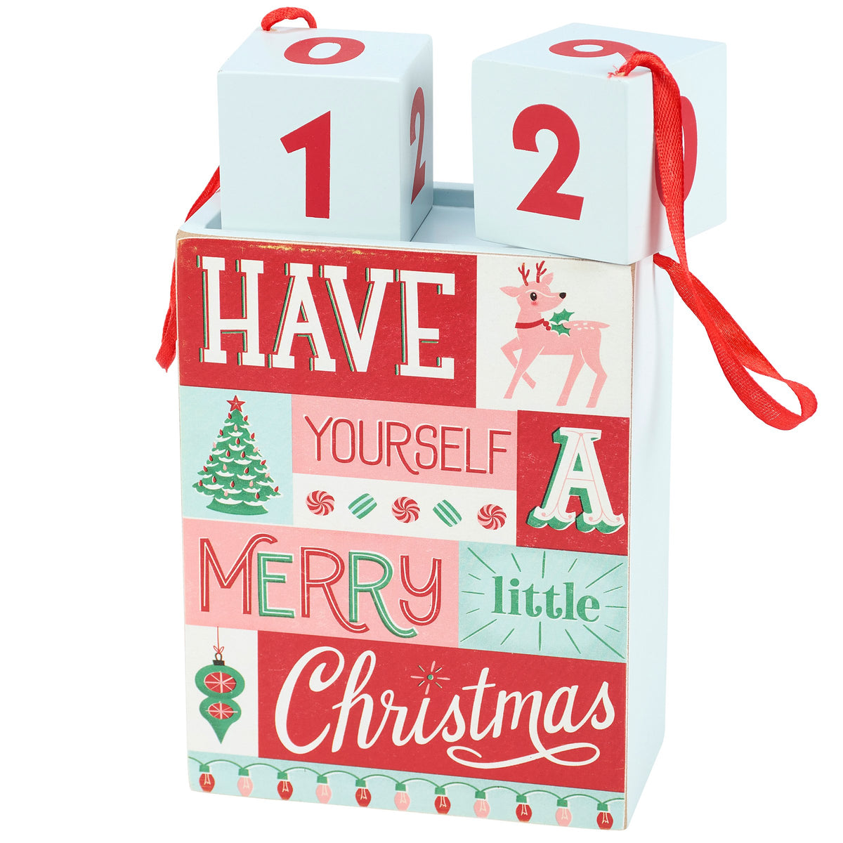PBK Christmas Decor - Retro Pink Have a Merry Christmas Countdown Block