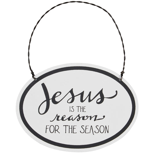 PBK Christmas Decor - Metal Jesus is the Reason Ornament Sign