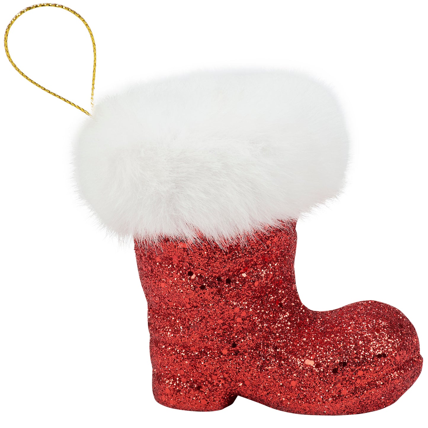 PBK Christmas Decor - SMALL Red Glitter Santa Boot Ornament
