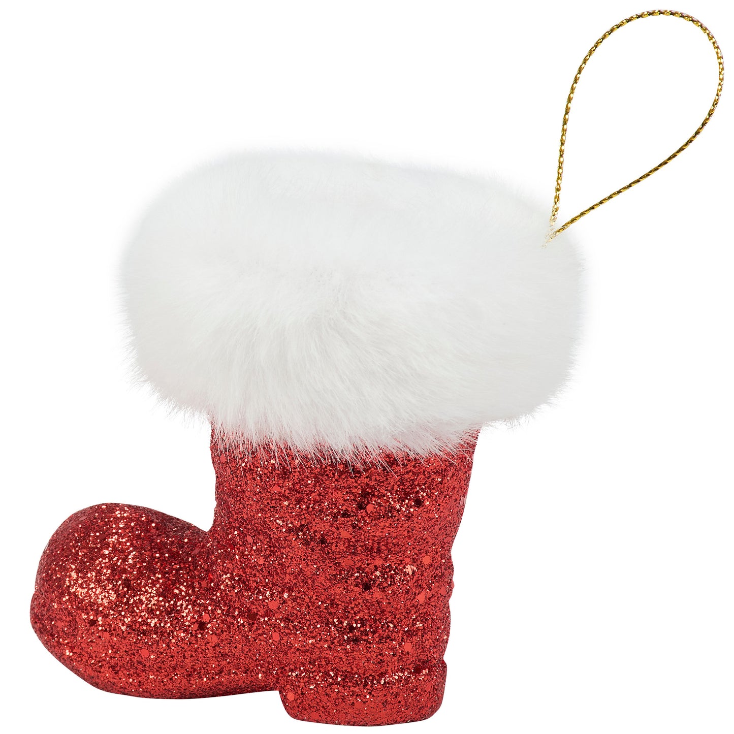 PBK Christmas Decor - SMALL Red Glitter Santa Boot Ornament