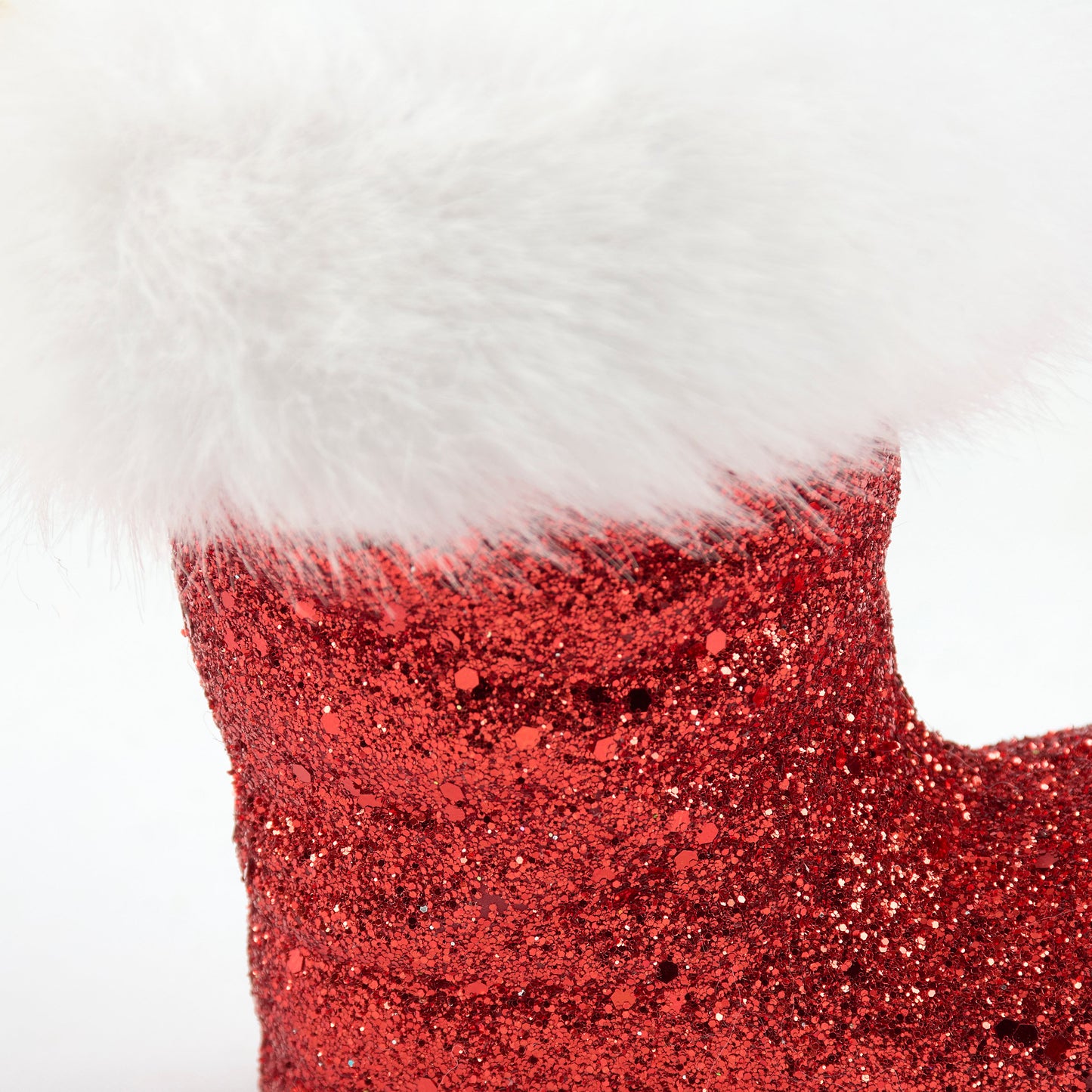 PBK Christmas Decor - SMALL Red Glitter Santa Boot Ornament