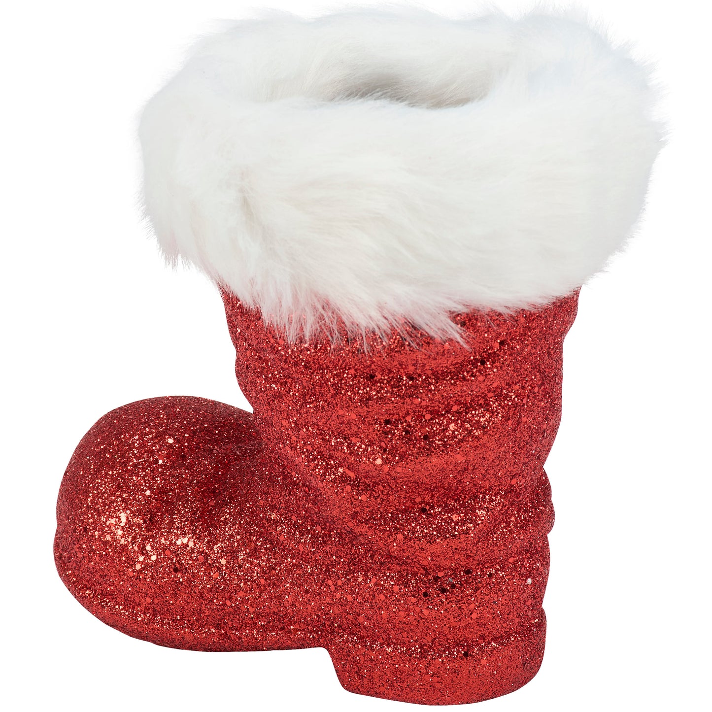 PBK Christmas Decor - SMALL Retro Red Glitter Santa Boot Sitter