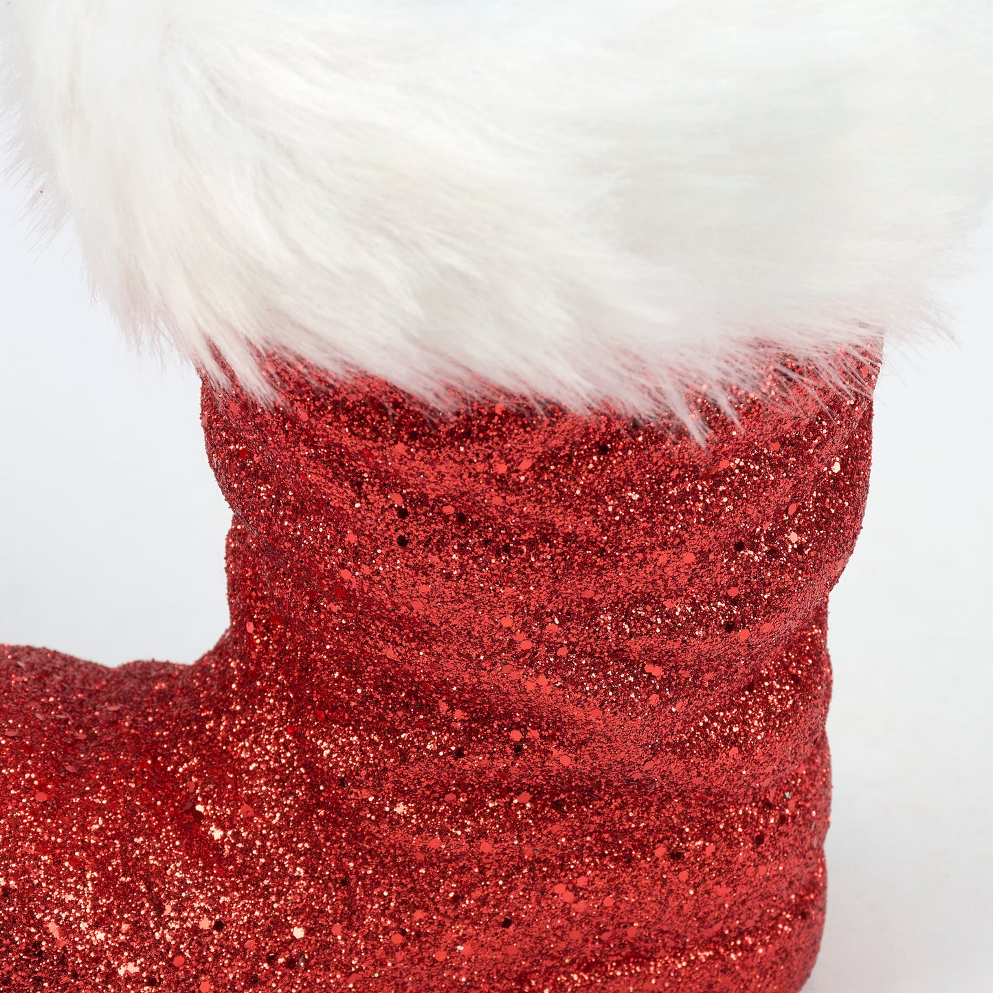PBK Christmas Decor - SMALL Retro Red Glitter Santa Boot Sitter
