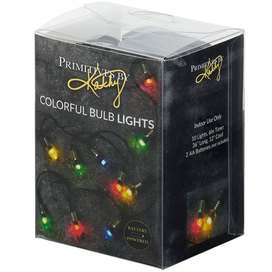 PBK Christmas Decor - Retro Colorful Light Bulbs Mini String Lights Battery Operated