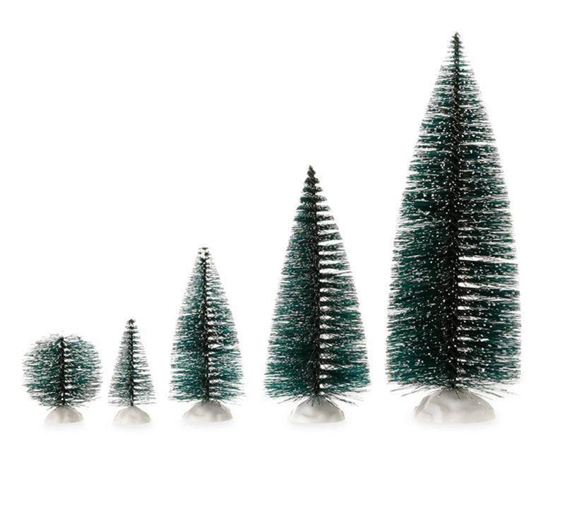 WM Christmas Decor -Green Sisal Bottlebrush Tree Set 18pc Set