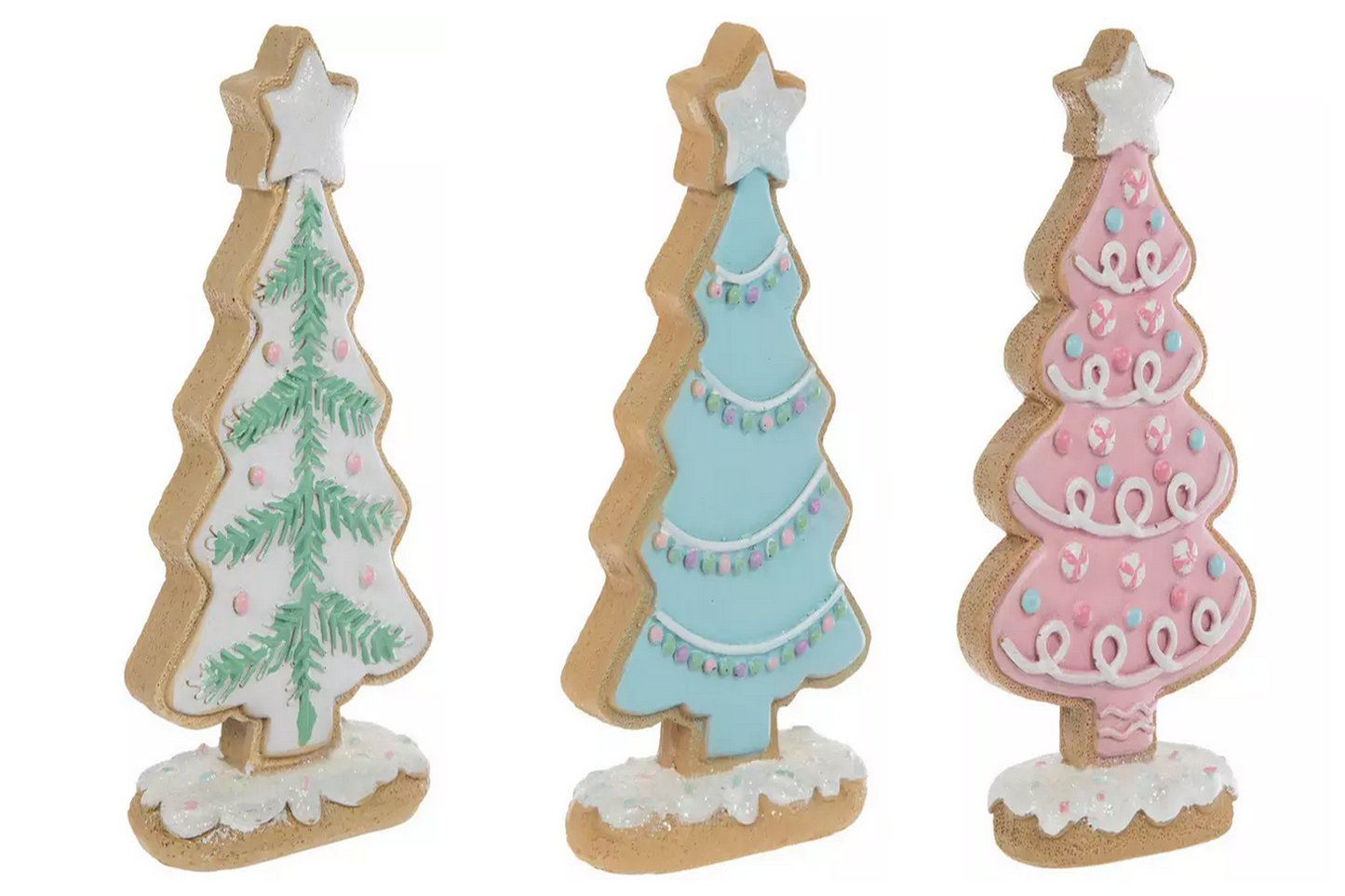 HL Christmas Decor - Gingerbread Cookie Pastel Trees 3pc