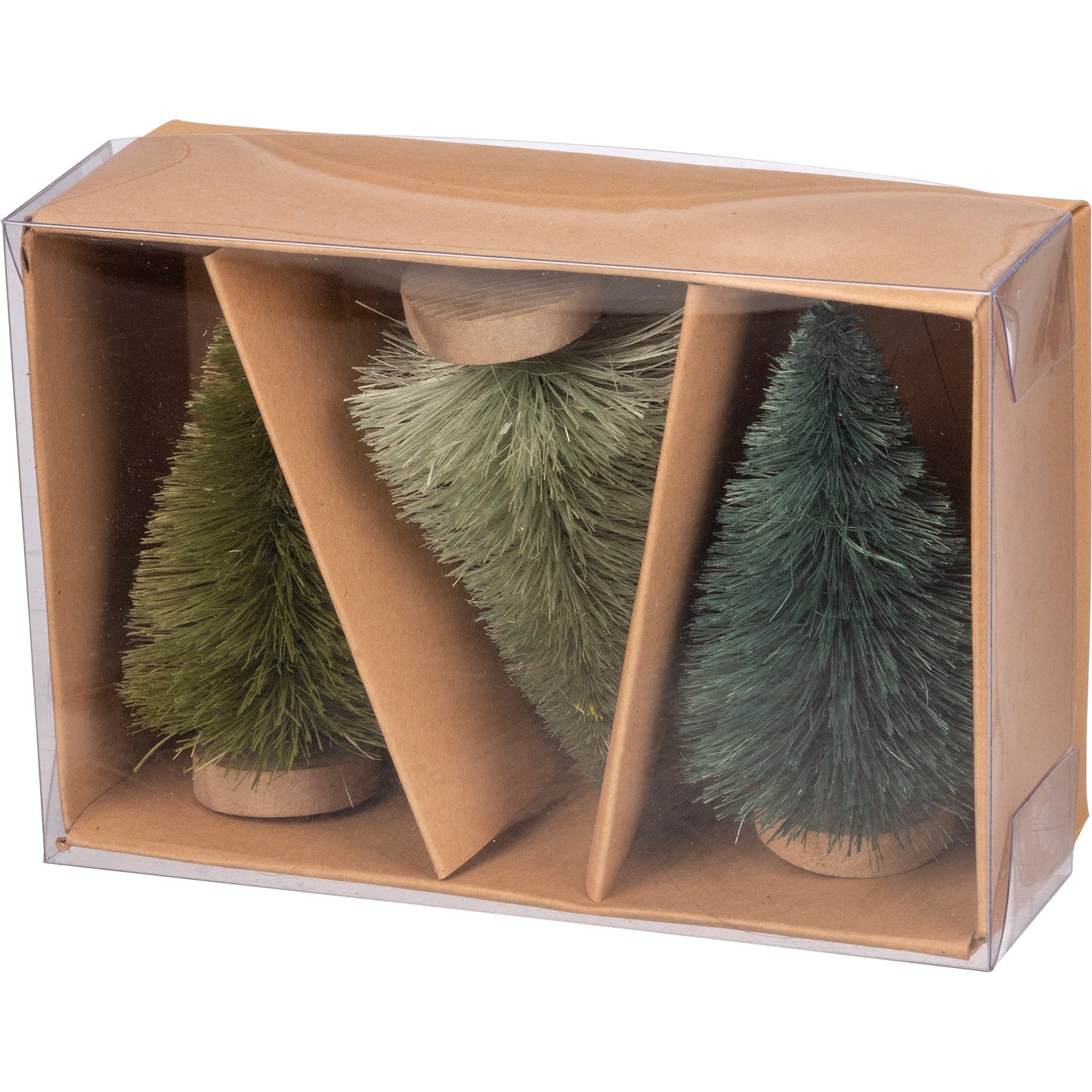 PBK Christmas Decor - Small Green Sisal Bottle-brush Trees 3pc Set