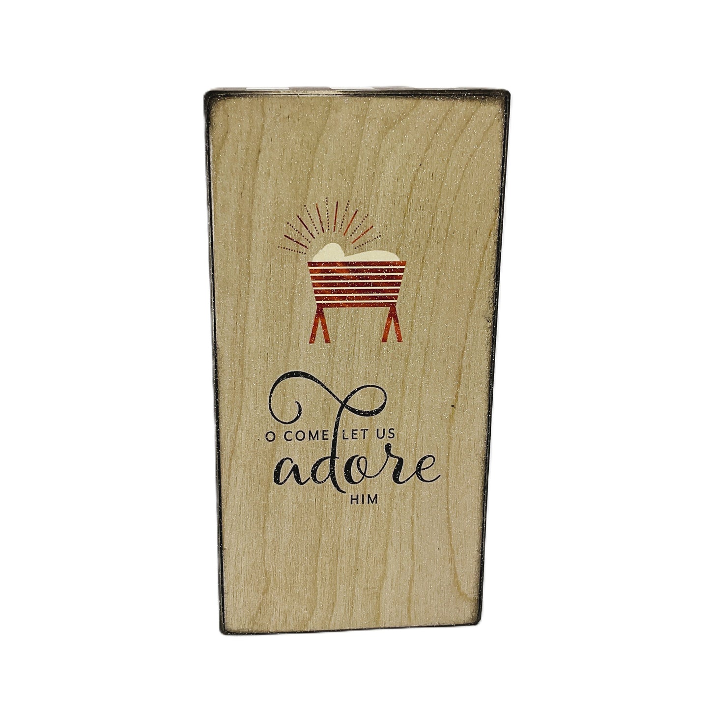 AGSD Christmas Decor - Nativity Adore Black White Buffalo Check Sign