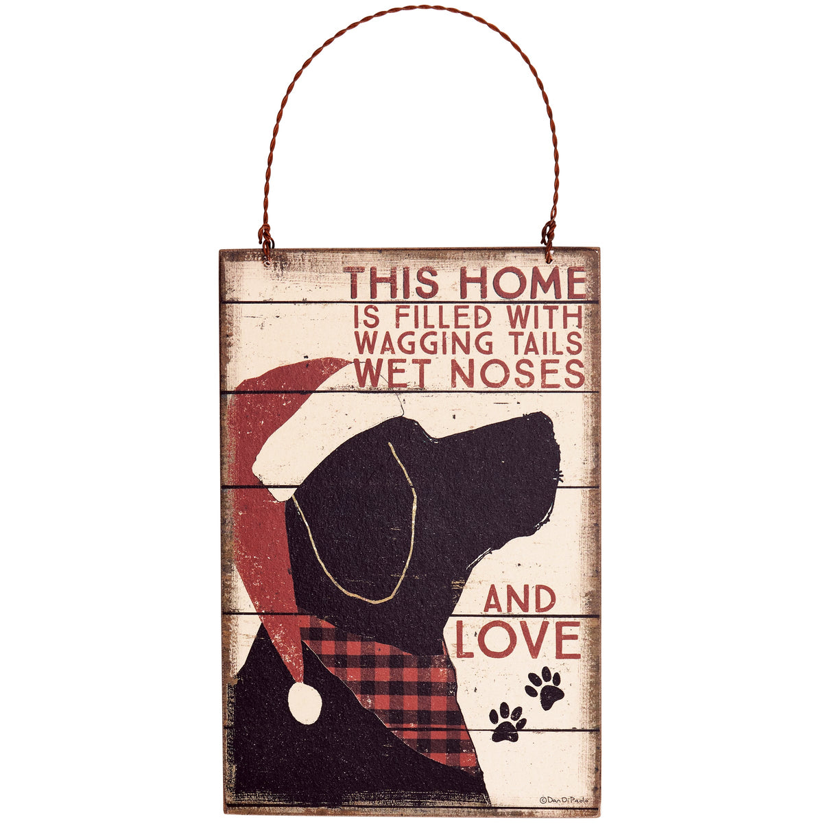 PBK Christmas Decor - Home Filled With Wagging Tails Dog Theme Ornament Sign