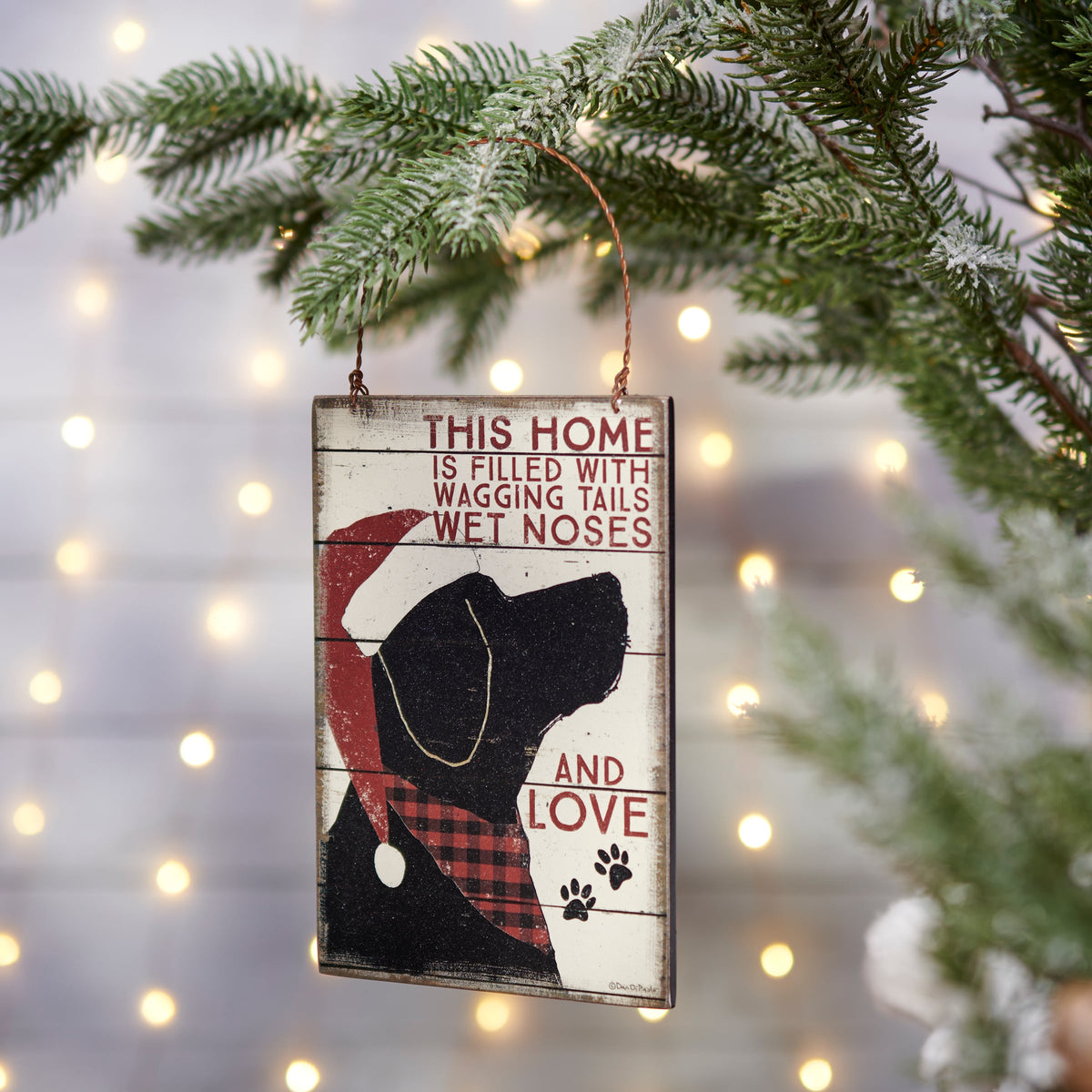 PBK Christmas Decor - Home Filled With Wagging Tails Dog Theme Ornament Sign