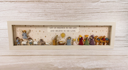 AGSD Christmas Decor - Nativity Scene Flat Back Button Inset Sign