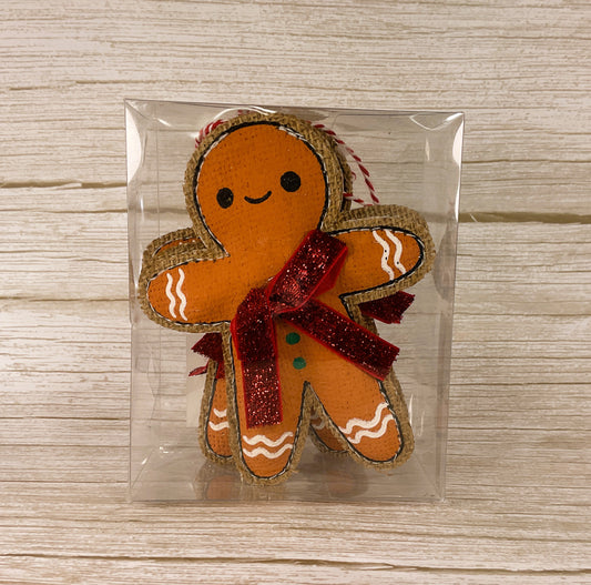 WM Christmas Decor - 3-D Paper Canvas Gingerbread Ornaments 4pc Set
