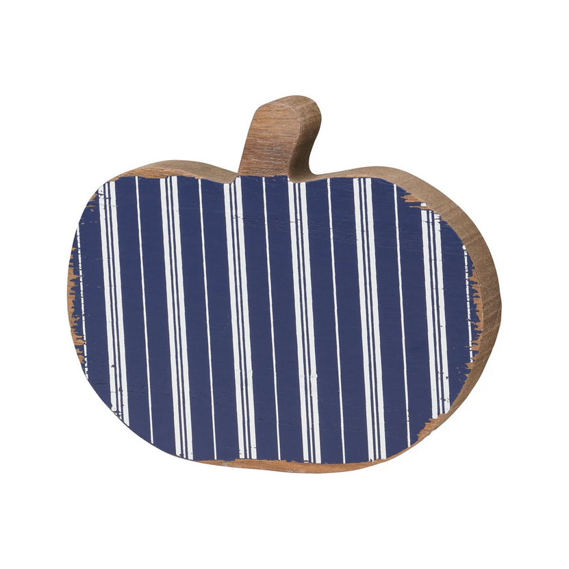 Collins Fall Decor - Small Blue White Stripe Pumpkin