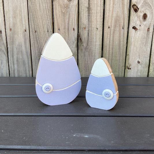 AGD Halloween Decor - Purple Pastel Chunky Wood Candy Corn Sitters 2pc Set