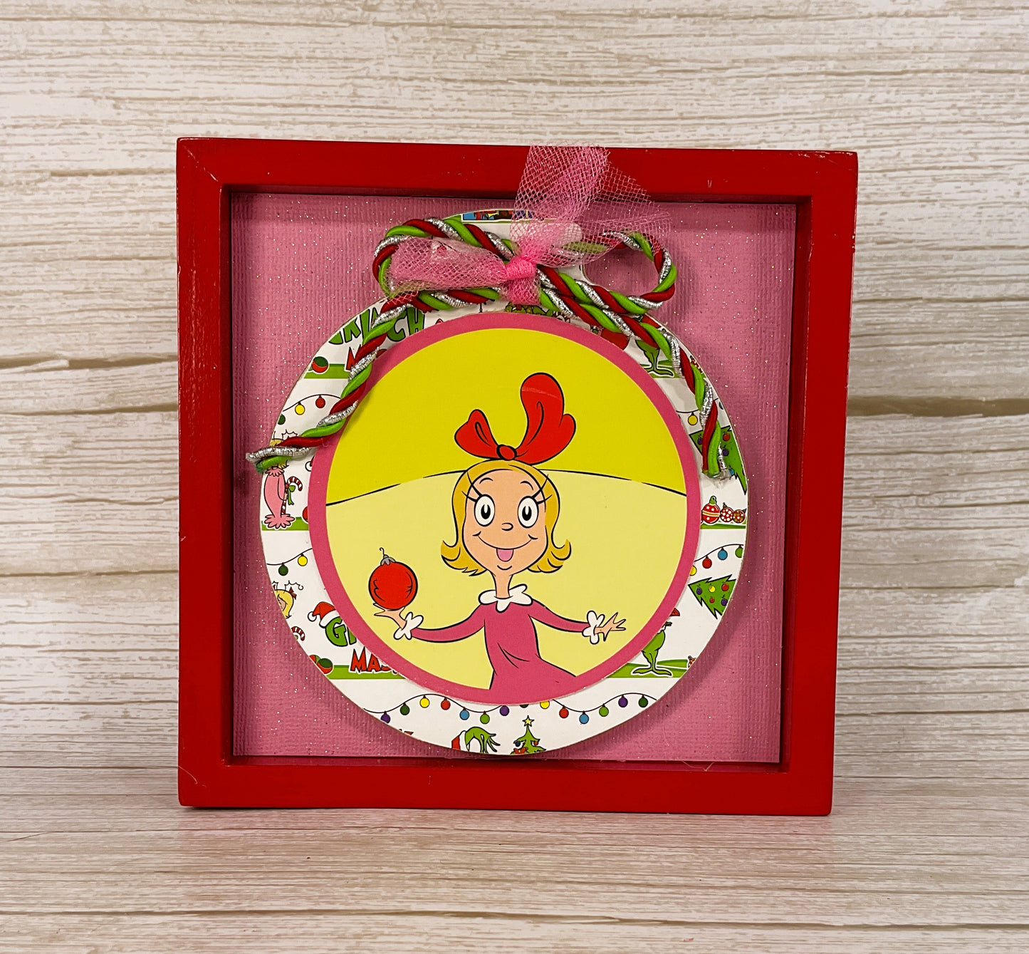 AGSD Christmas Decor - Cindy Whimsy Pink Inset Tabletop Sign