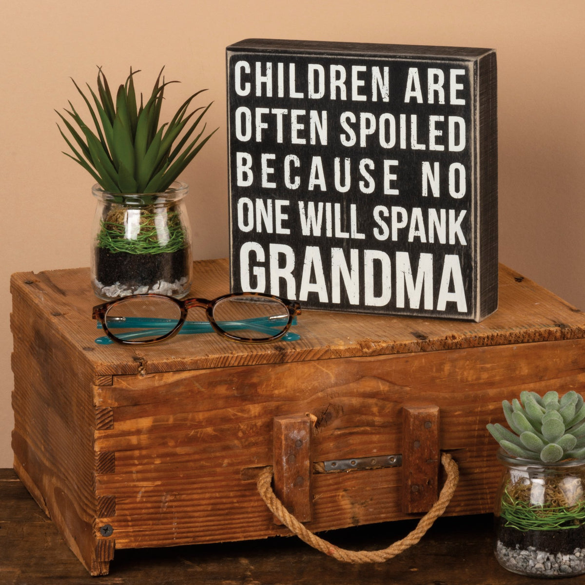PBK Home Decor - Children Spoiled Spank Grandma Box Sign
