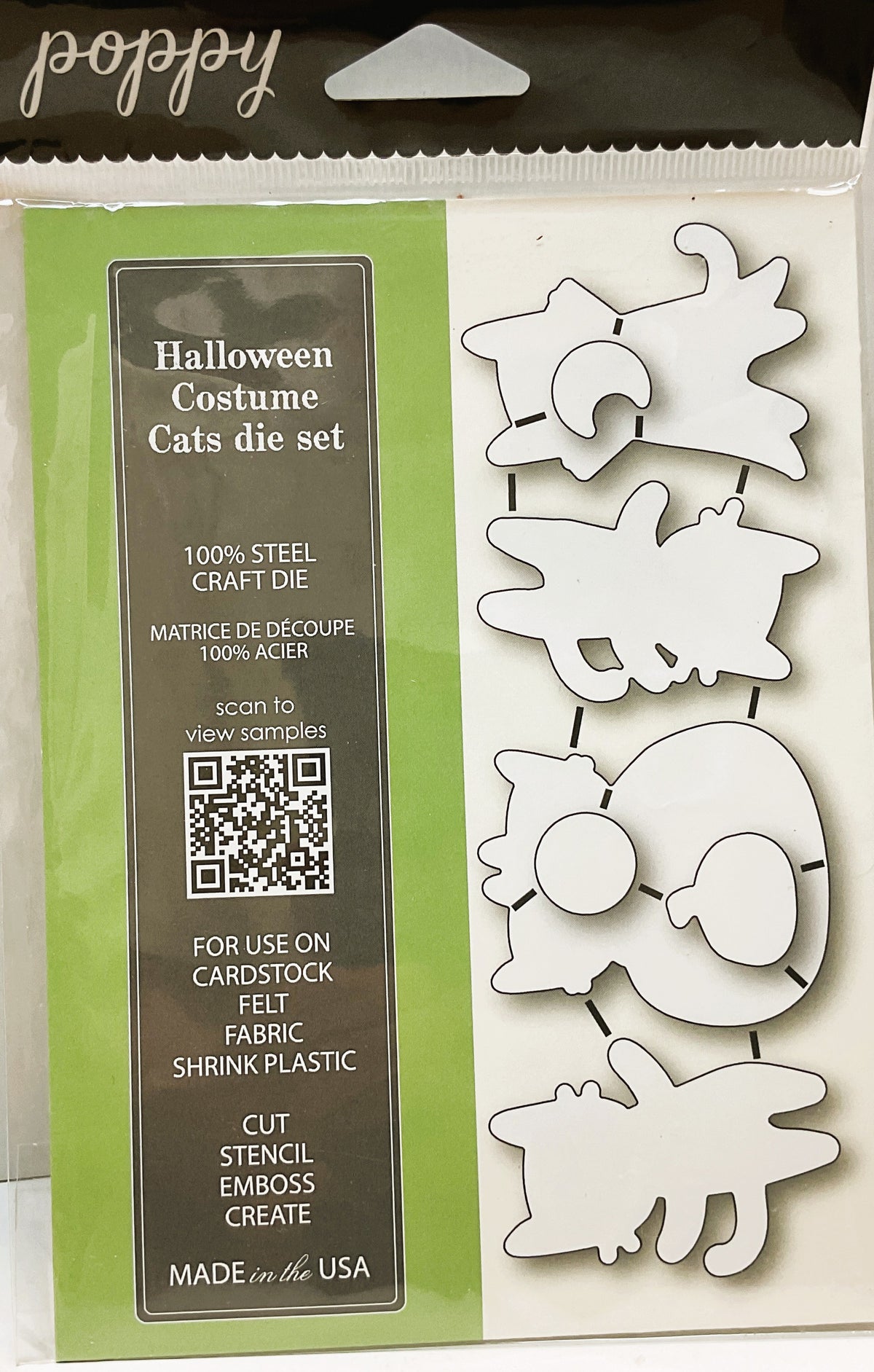 Poppy Halloween Stamps & Die Cut Set - Clear Stamp Cat Costume Set