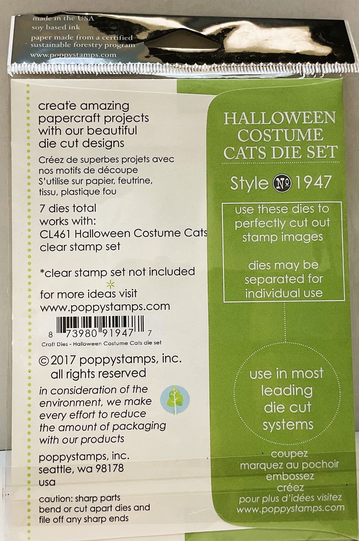 Poppy Halloween Stamps & Die Cut Set - Clear Stamp Cat Costume Set