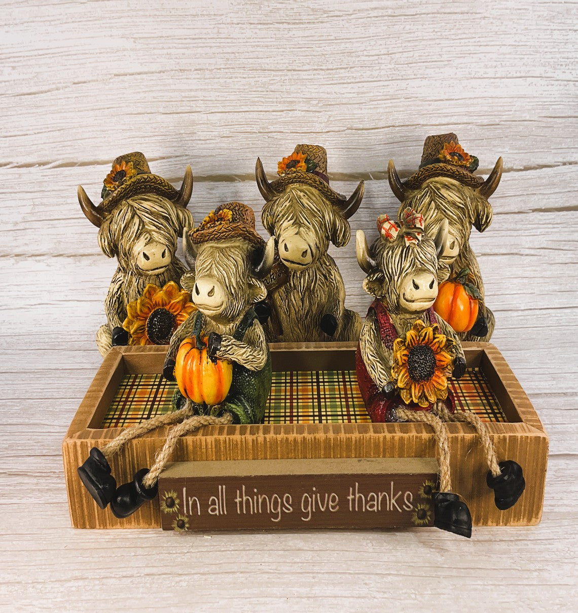 AGSD Fall Decor - Autumn Harvest Highland Cows wikth Stand 6pc Set