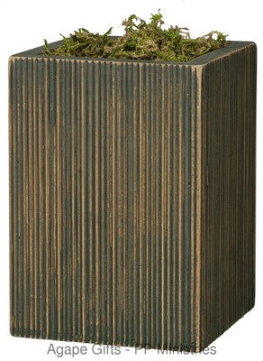 PBK Lighted Branch Box Holder Container Vase - Distressed Green
