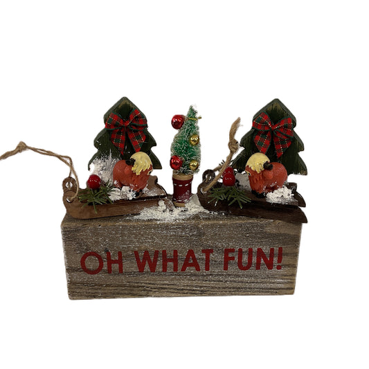 AGSD Christmas Decor - Oh What Fun Highland Cow Figurine Sled
