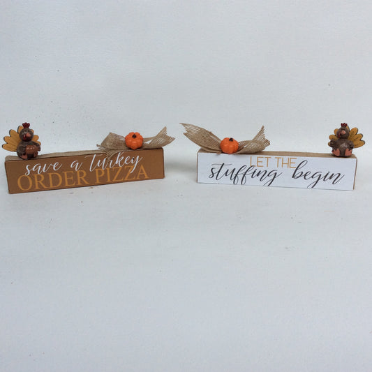 AGD Fall Decor - Stuffing Begin Order Pizza Mini Signs 2pc Set
