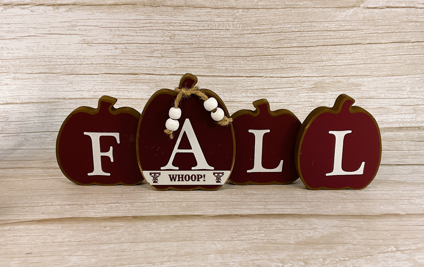 AGSD Fall Decor - Autumn Maroon White Texas College Tabletop Signs 3pc