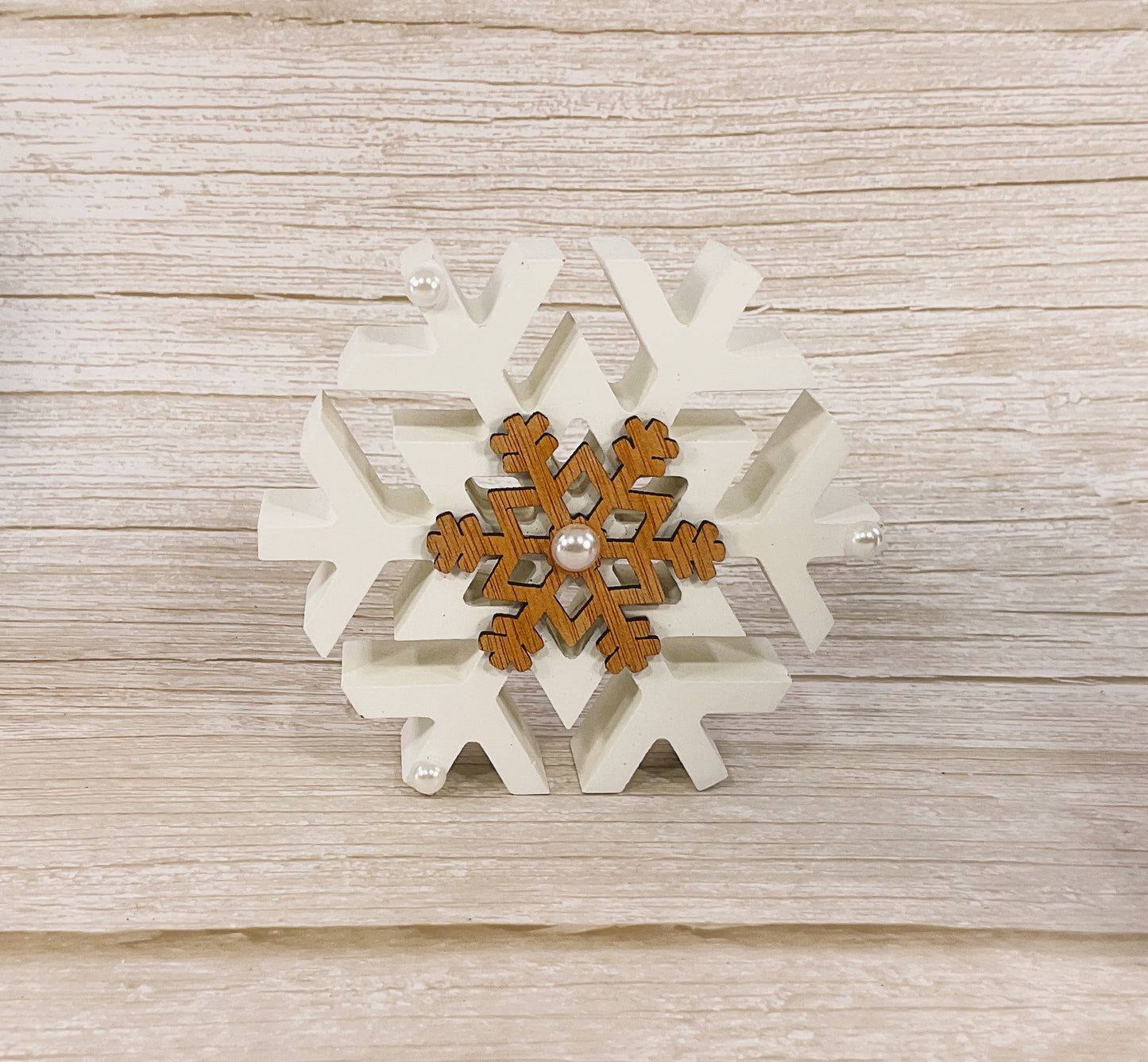 AGSD Winter Decor - Neutral Farmhouse Snowflakes and Sign 3pc Set