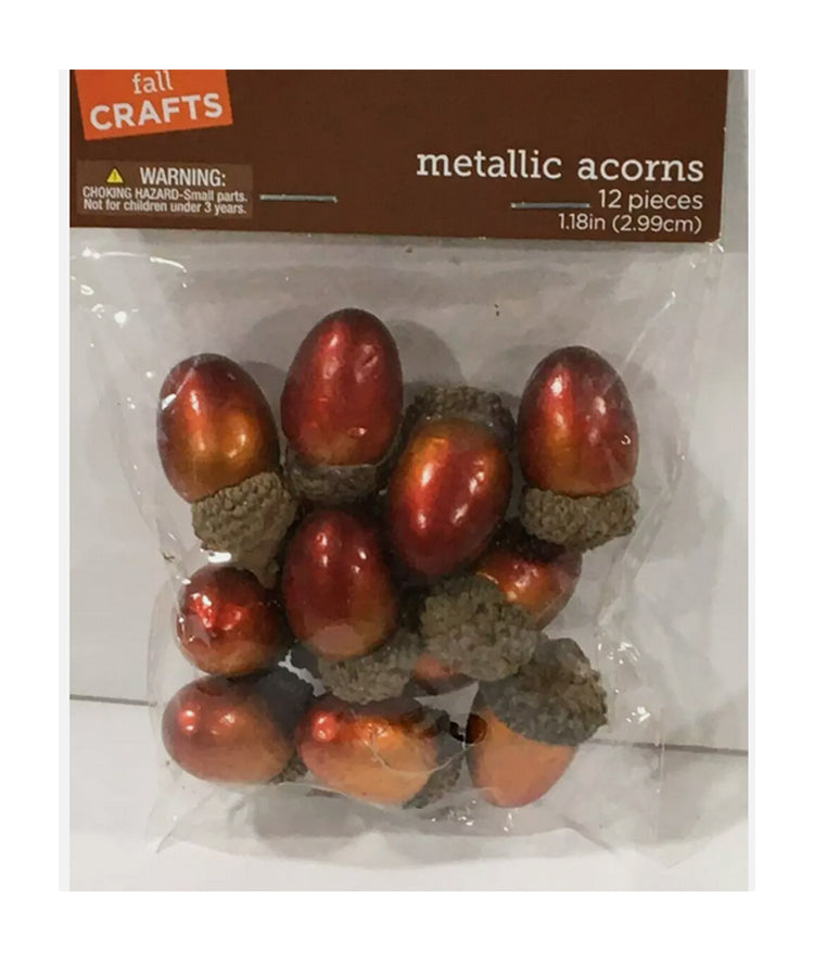 HL Fall Craft Supply - Small Metallic Foam Acorns 12pc 1pk