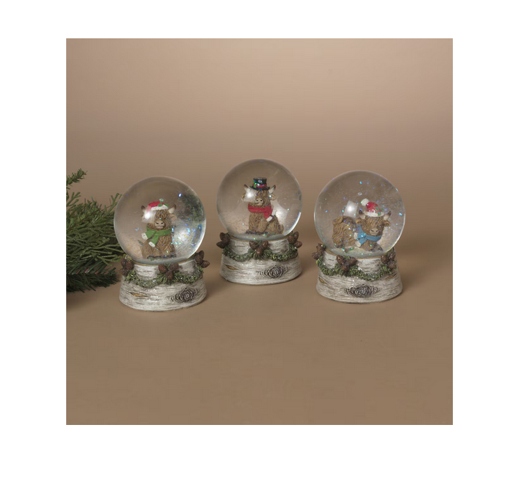 Gerson Christmas Decor - Highland Cows Figurine SMALL Snow-globes 3pc