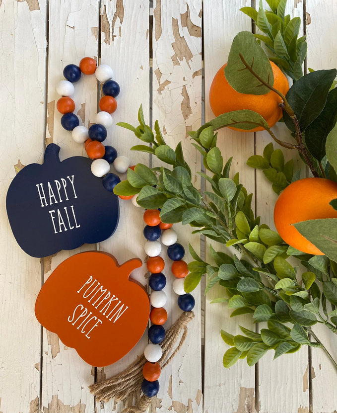 Collins Fall Decor - Small Blue Orange Fall Spice Pumpkins 2pc Set