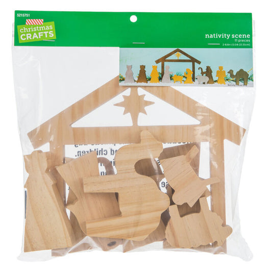 HL Christmas Craft Supply - DIY Chunky Wood Nativity 11pc Set