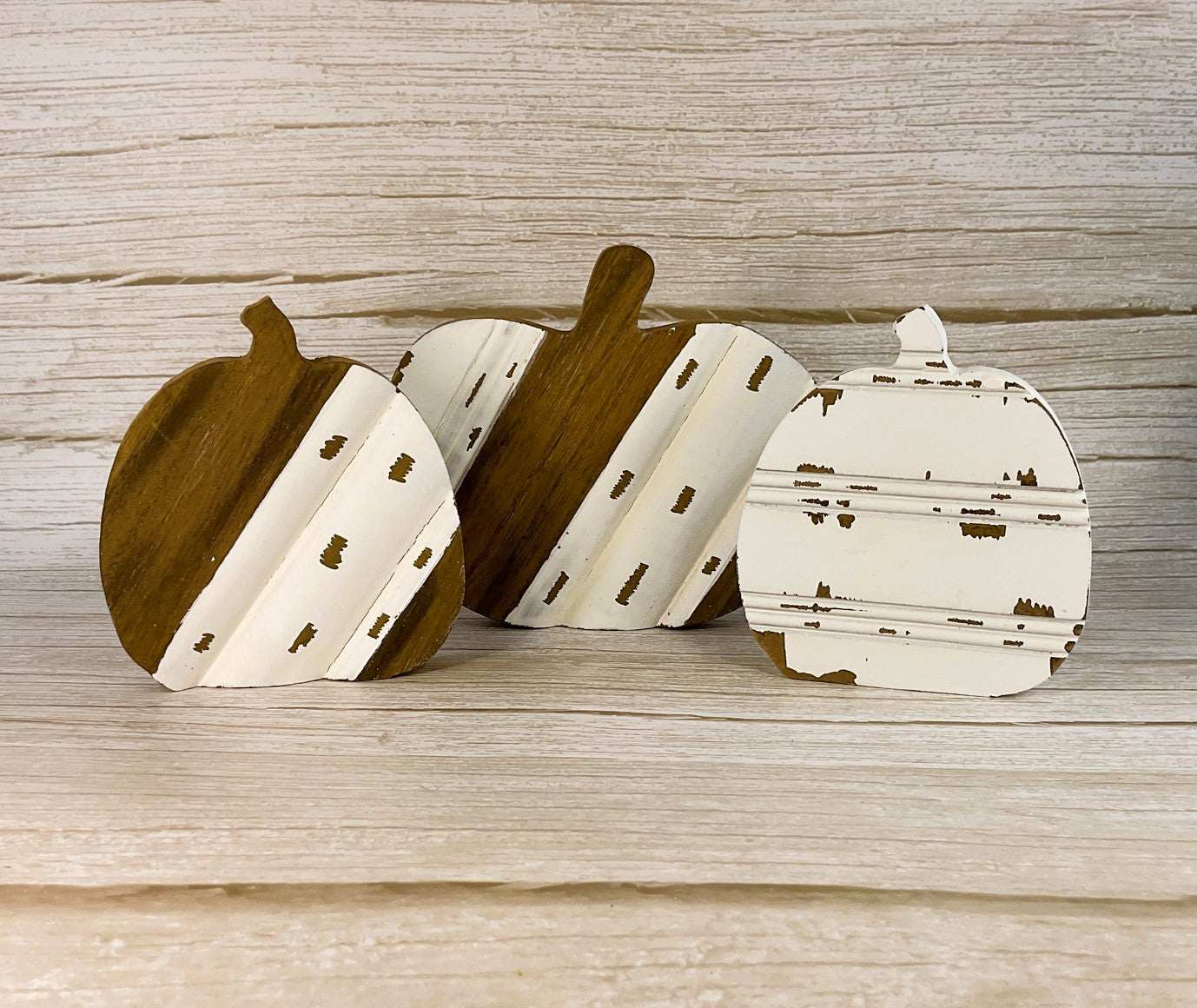 Collins Fall Decor - Small Natural and White Pumpkins 3pc Set