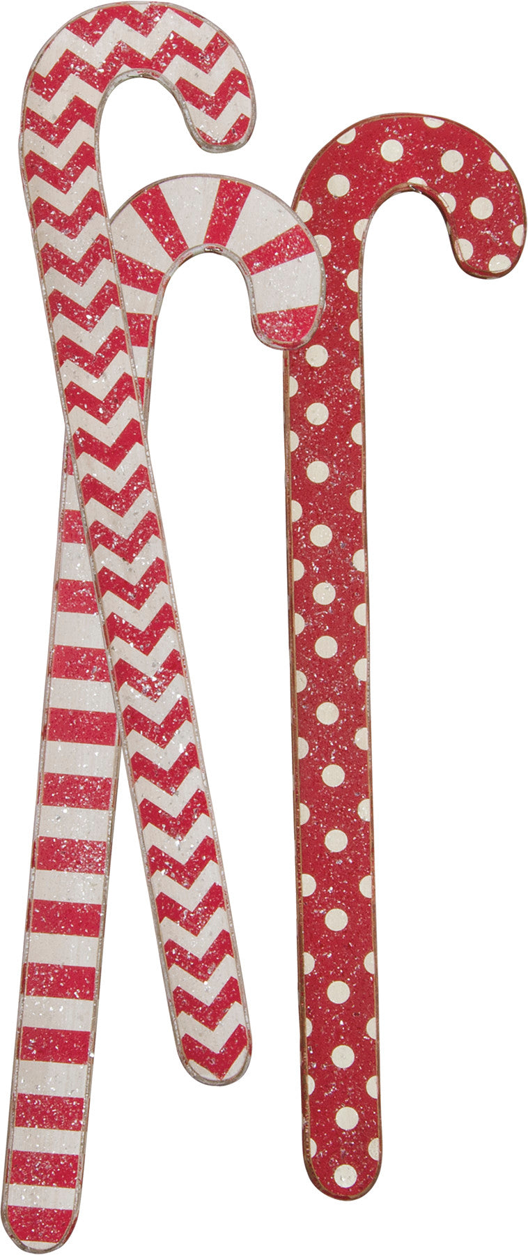PBK Christmas Decor - Jumbo Red and White Wood Candy Canes 3pc Set 22-inch