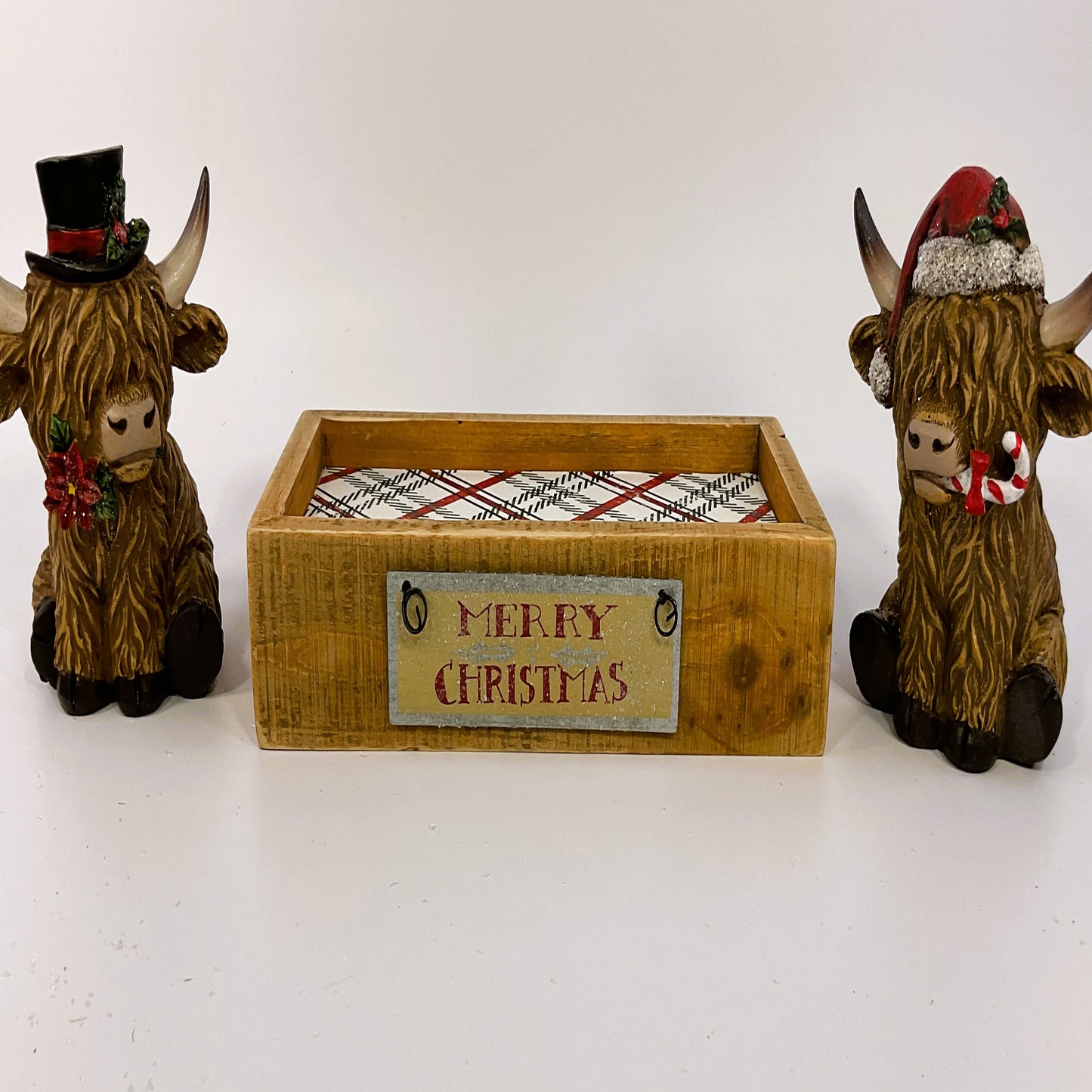 AGSD Christmas Decor - Highland Cows Resin Tabletop Figurines 3pc