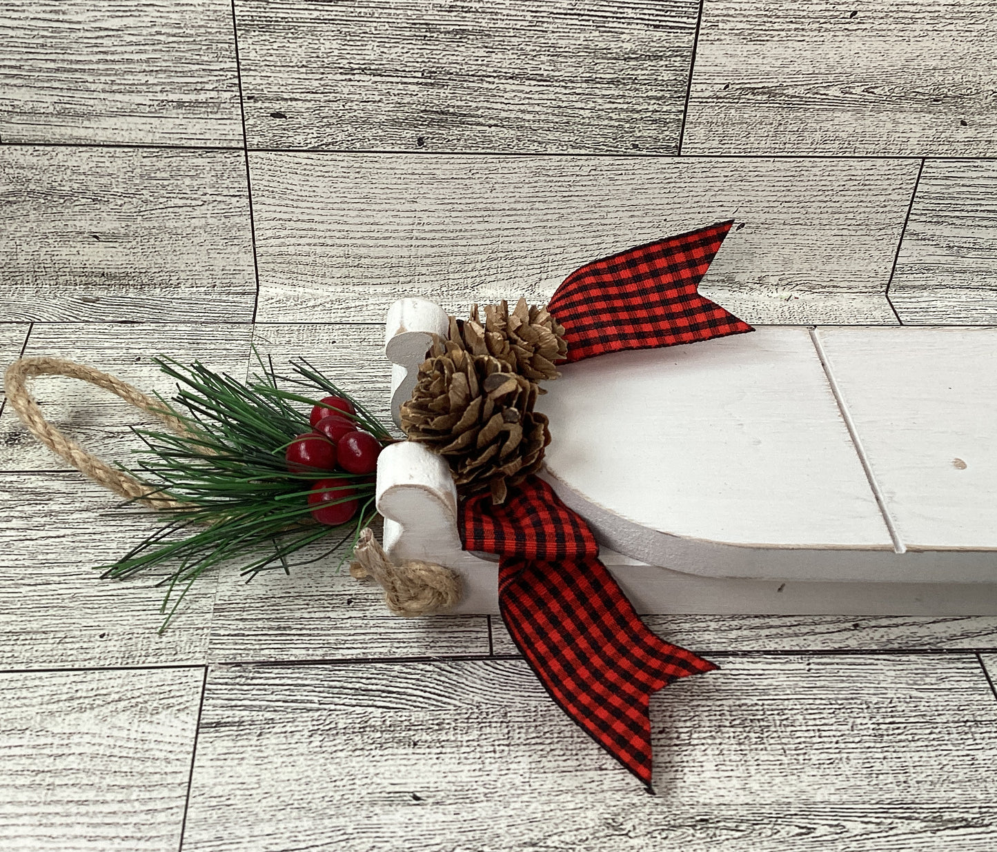 AGSD Christmas Decor - Dog Cat Movie Plaid Wood Tree Sled Display 6pc