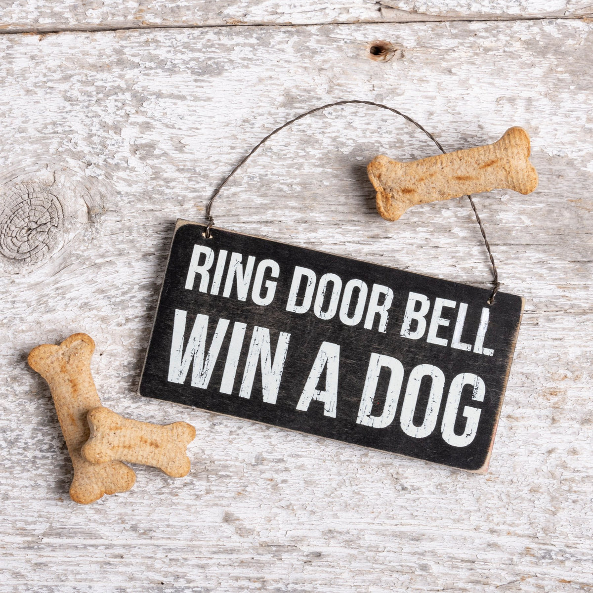 PBK Pet Home Decor - Wood Ring Door Bell Win A Dog Small Ornament Sign