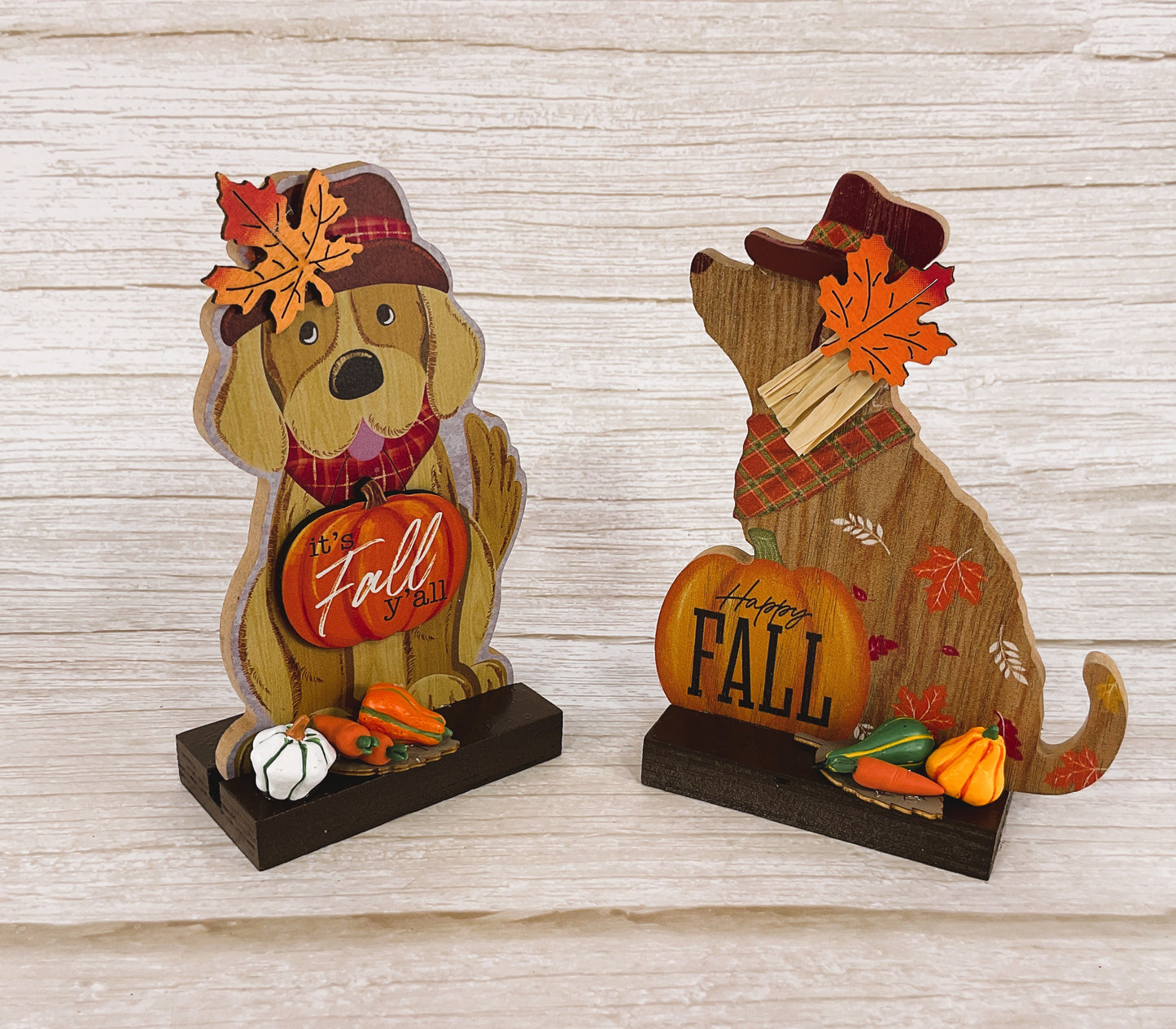 AGSD Fall Decor - Puppy Dog Theme Wood Tabletop Signs 2pc Set