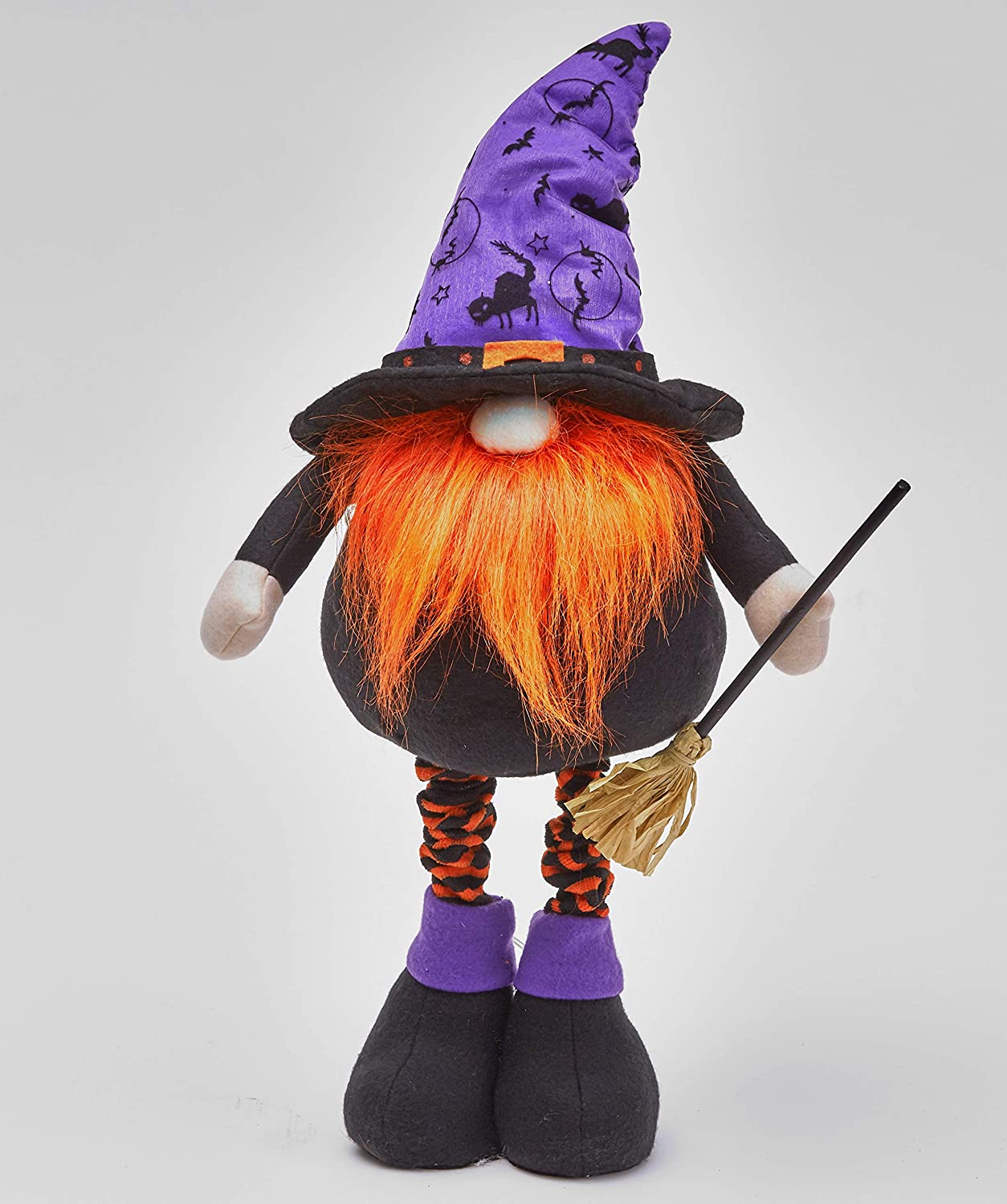 LC Halloween Decor - Lighted Large Standing Witch Gnome Plush Greeter