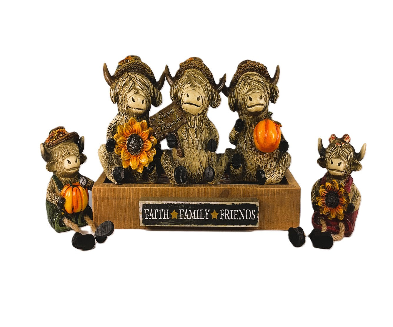 AGSD Fall Decor - Autumn Harvest Highland Cows wikth Stand 6pc Set