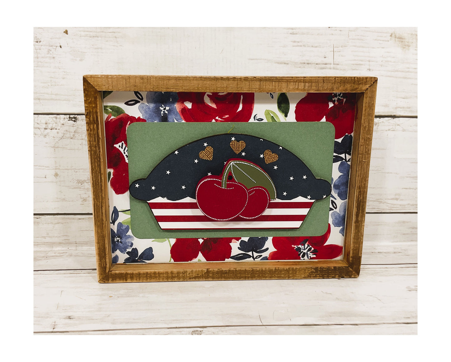 AGD Patriotic Decor - Red White Blue American Cherry Pie Box Sign 2pc Set