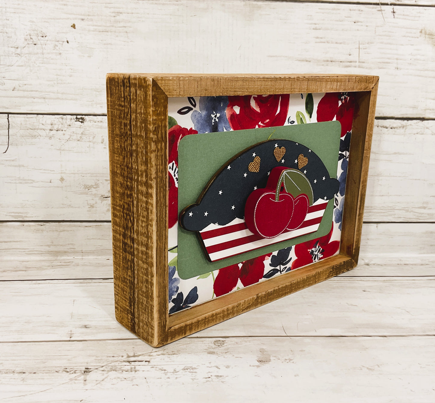 AGD Patriotic Decor - Red White Blue American Cherry Pie Box Sign 2pc Set
