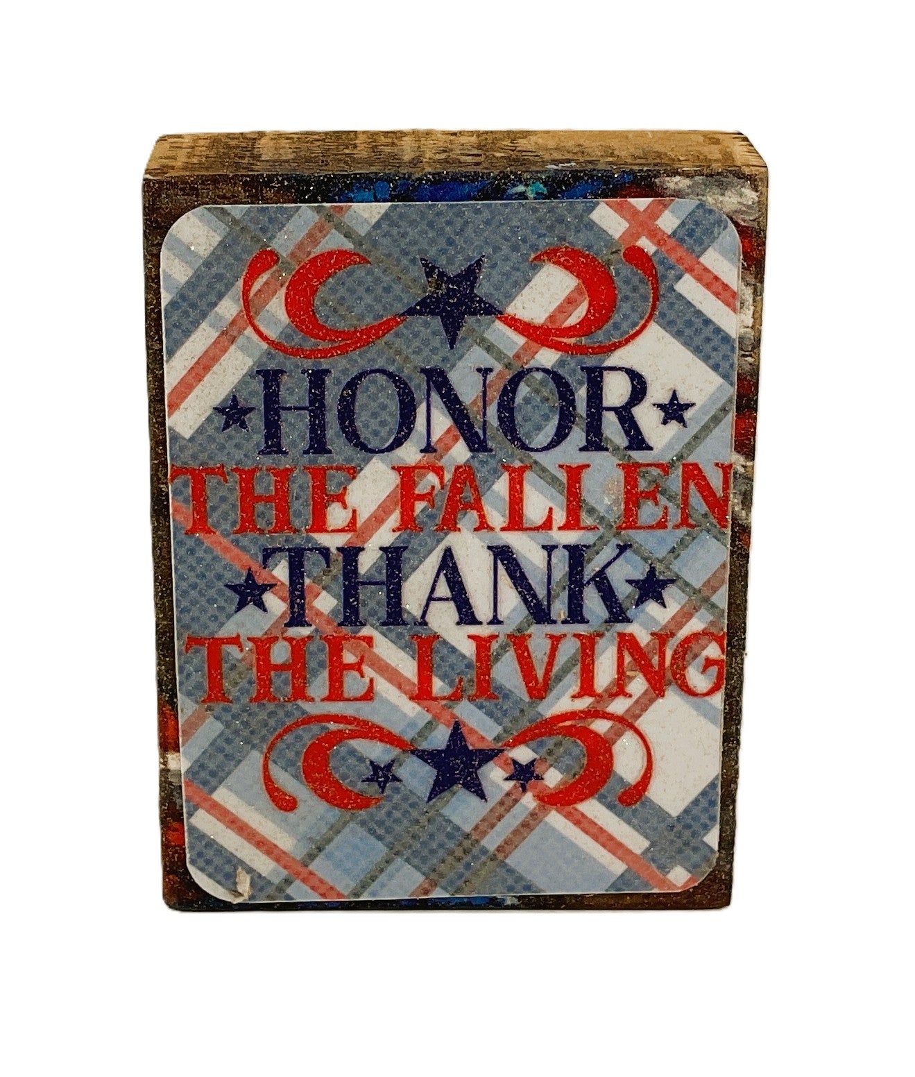 AGD Patriotic Decor - Memorial Veteran's Day Block Sign Decor