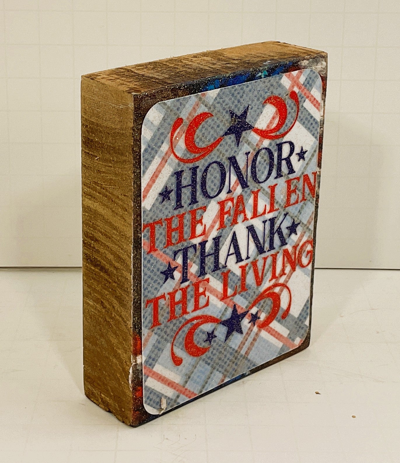 AGD Patriotic Decor - Memorial Veteran's Day Block Sign Decor
