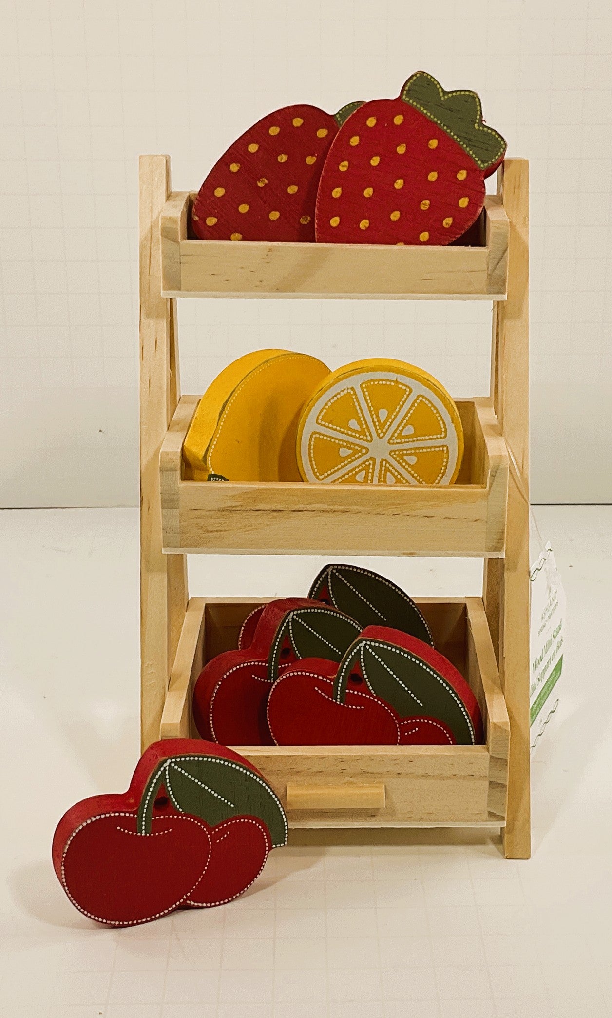 AGD Summer Decor - Strawberry Cherry Lemons Wood Fruit Stand