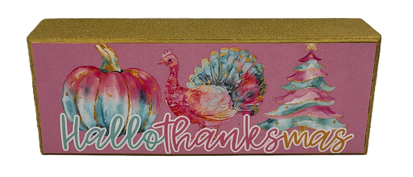 AGD Fall Decor - Pastel Pink Hallothankmas Multi Seasonal Sign
