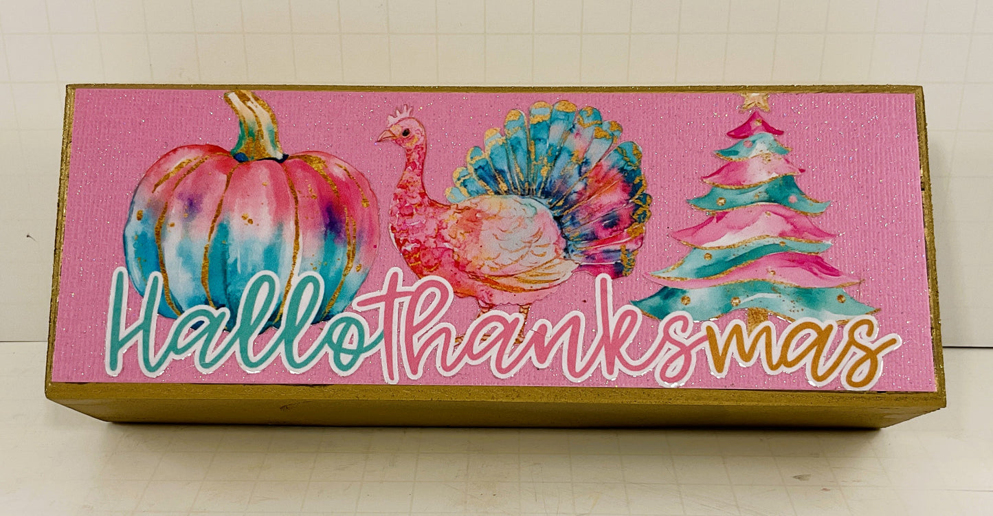 AGD Fall Decor - Pastel Pink Hallothankmas Multi Seasonal Sign