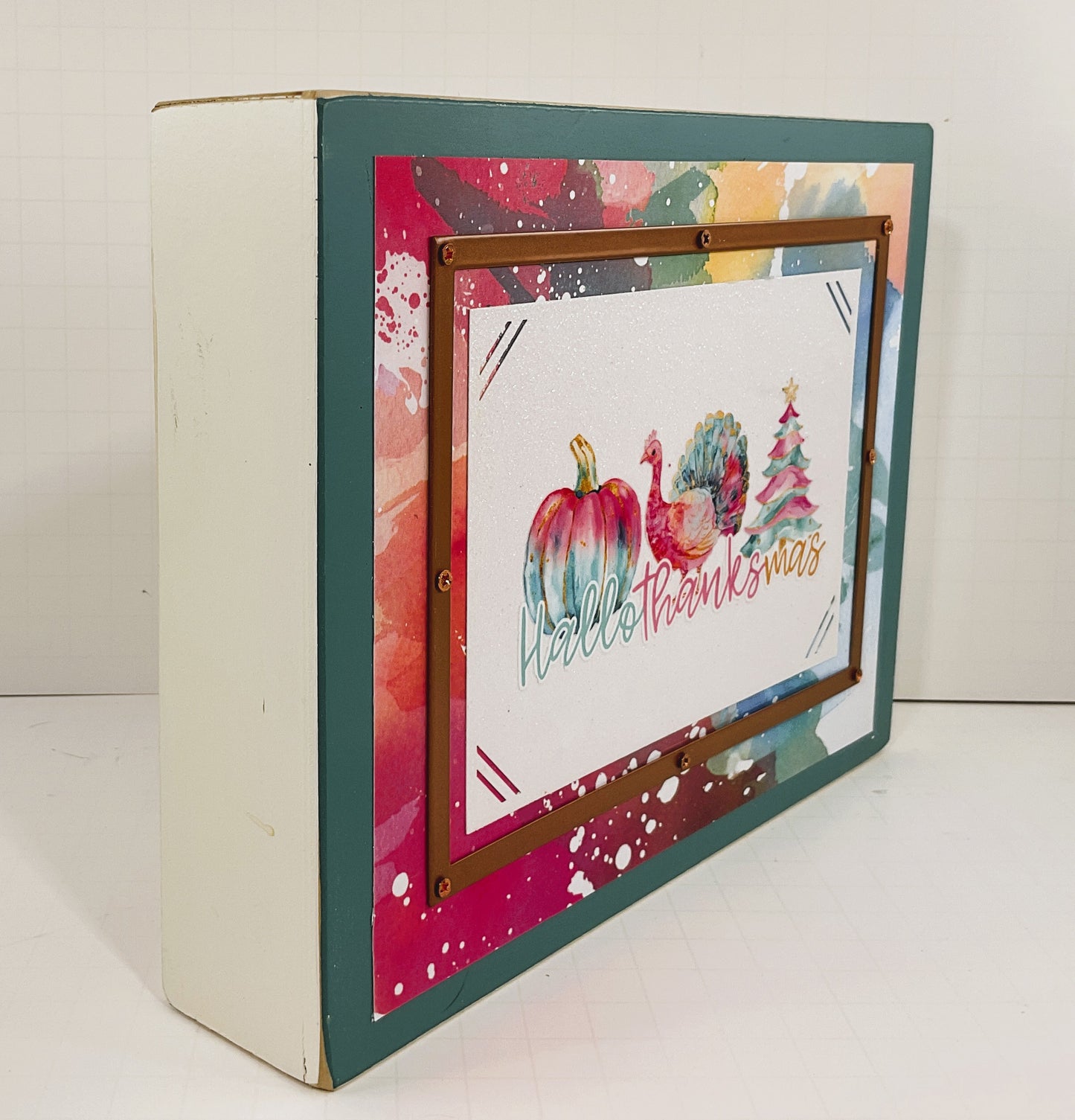 AGD Fall Decor - Pastel Pink Hallothankmas Multi Seasonal Box Sign