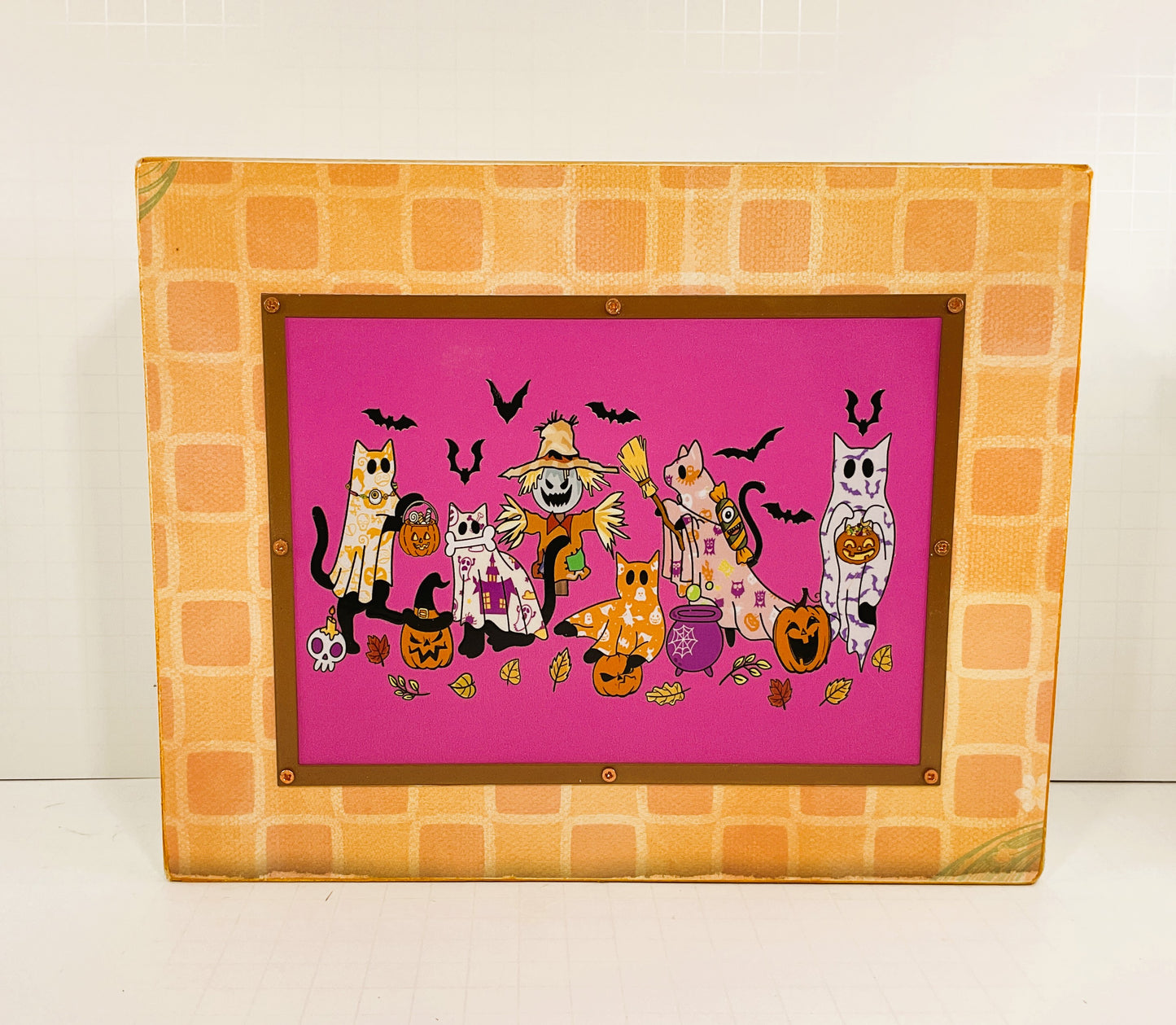 AGD Halloween Decor - Kitty Cats Happy Ghost Box Sign